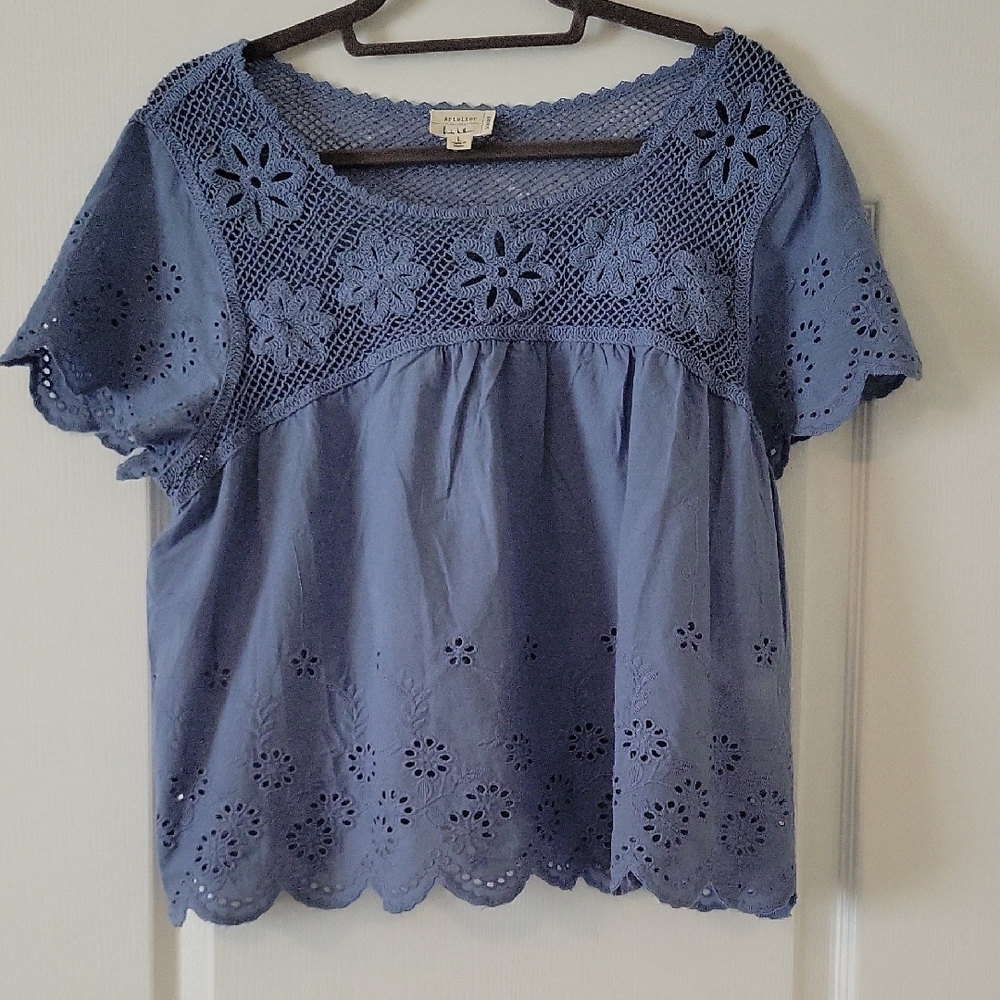 Universal Thread Blue Eyelet Blouse - image 1